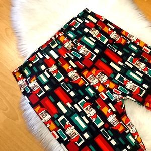 LulaRoe Geometric Printed Santa  TC2 Leggings-#1564+